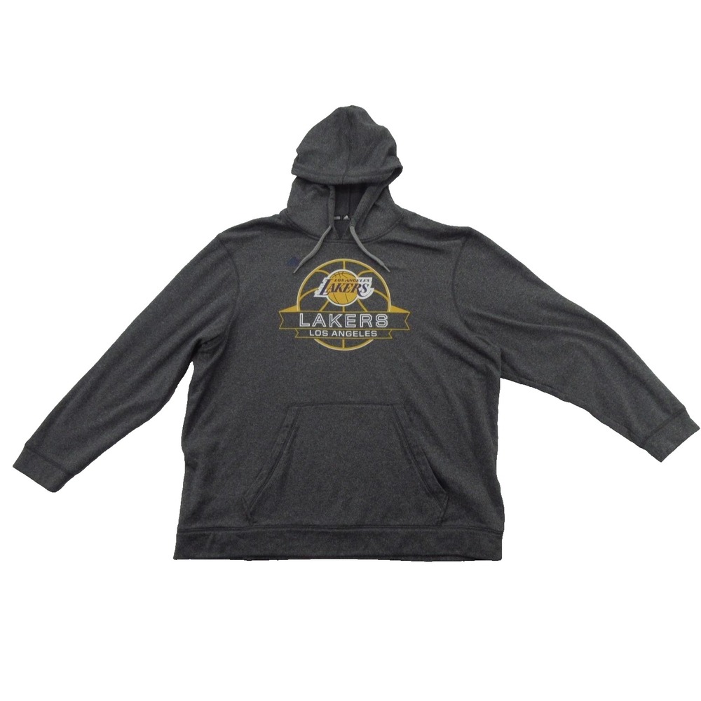Los Angeles Lakers Hoodie Mens 2XL Gray NBA Basketball Adidas Sweatshirt